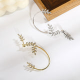 Gold Color Fashion No Pierced Ear Clip Cuff Wrap Earrings Leaf Feather Pendant Non-piercing Clip Earrings for Women Gifts