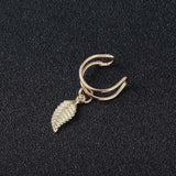 Gold Color Fashion No Pierced Ear Clip Cuff Wrap Earrings Leaf Feather Pendant Non-piercing Clip Earrings for Women Gifts