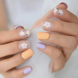 Holographic Silver Glitter Press On Nails Short Style Daily Wear Nude Pink Lady False Nails Oval Shape Nail Art Tips