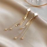 New Trendy Fairy Simulated Pearl Women Long Earrings White Round Pearl Wedding Pendant Earrings Korean Fashion Jewelry Earrings