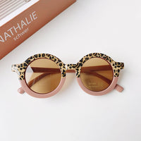 Children Boy/Girl Cute Leopard Double Color Cartoon Bear Shape Round Sunglasses Kids Retro Sunglasses UV400 Protection