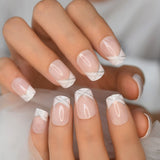 Beige Gradient French Manicure Tips Gorgeous and Classy Natural Fake Nails Faded Nails Designed