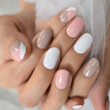 Beige Gradient French Manicure Tips Gorgeous and Classy Natural Fake Nails Faded Nails Designed