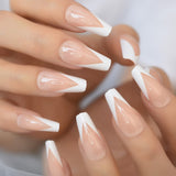 Beige Gradient French Manicure Tips Gorgeous and Classy Natural Fake Nails Faded Nails Designed