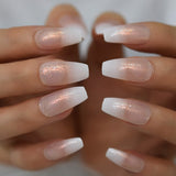 Beige Gradient French Manicure Tips Gorgeous and Classy Natural Fake Nails Faded Nails Designed