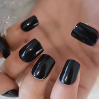 Black Round Tips False Nails Heart Speckle Decorative Clear Thin Gel Coating Fake Nail With Adhesive Sticker