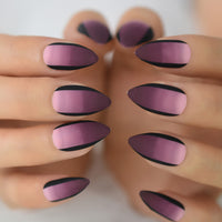 Stiletto Almond Fake Nails Faded Ombre Matte Short Sharp Pointed Press On False Nails Acrylic Nail Tips Kit Purple Dark