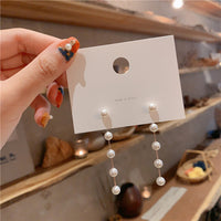 New Korean Drop Earrings for Women Minimalist Personality Ear Line Tassel Earrings Triangle Star Top Pearl Earrings Jewelry