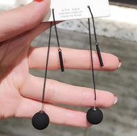 New 2021 Long Tassels Black Joker Contracted Metal Ball Drop Earrings Women Temperament Weddings Jewelry Gift