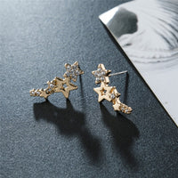 Hot Selling Simple Stylish Star Women Stud Earrings Shiny White Zircon Exquisite Versatile Female Earring Fashion Jewelry