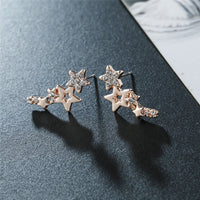 Hot Selling Simple Stylish Star Women Stud Earrings Shiny White Zircon Exquisite Versatile Female Earring Fashion Jewelry