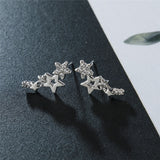 Hot Selling Simple Stylish Star Women Stud Earrings Shiny White Zircon Exquisite Versatile Female Earring Fashion Jewelry