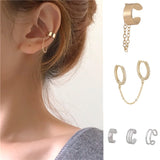 Simple Fashion Punk Chain Ear Cuff for Women Clip on Earrings Gold Earcuff Without Piercing Earring Trendy Jewelry Gift