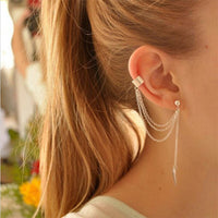 Simple Fashion Punk Chain Ear Cuff for Women Clip on Earrings Gold Earcuff Without Piercing Earring Trendy Jewelry Gift