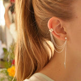 Simple Fashion Punk Chain Ear Cuff for Women Clip on Earrings Gold Earcuff Without Piercing Earring Trendy Jewelry Gift