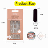 24pc Nails Art Fake Nail Tips False Press on Coffin with Glue Stick Designs Clear Display Short Set Full Cover Artificial Square