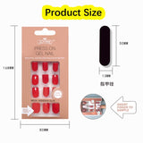 24pc Nails Art Fake Nail Tips False Press on Coffin with Glue Stick Designs Clear Display Short Set Full Cover Artificial Square