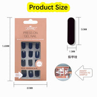 24pc Nails Art Fake Nail Tips False Press on Coffin with Glue Stick Designs Clear Display Short Set Full Cover Artificial Square