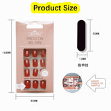 24pc Nails Art Fake Nail Tips False Press on Coffin with Glue Stick Designs Clear Display Short Set Full Cover Artificial Square