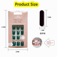 24pc Nails Art Fake Nail Tips False Press on Coffin with Glue Stick Designs Clear Display Short Set Full Cover Artificial Square