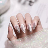 24pcs/box Cat Eye Phototherapy Nail Patch Wearable Fake Nail Short False Nail Wedding For Winter Autumn wearable full cover