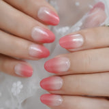 Nude Pink French Nail Round Shape White Tip Gel Fantasy Smaile Line Press On Nails Short Size Manicure Tips 24