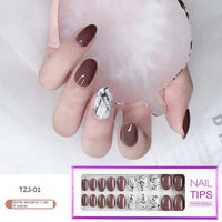 2021 NEW 30pcs Short Round Head False Nails Full Cover Artificial Acrylic Nail Tips Wearable Winter Cute Design Fake Nails