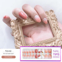 2021 NEW 30pcs Short Round Head False Nails Full Cover Artificial Acrylic Nail Tips Wearable Winter Cute Design Fake Nails