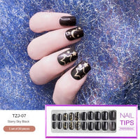 2021 NEW 30pcs Short Round Head False Nails Full Cover Artificial Acrylic Nail Tips Wearable Winter Cute Design Fake Nails