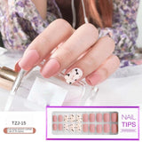 2021 NEW 30pcs Short Round Head False Nails Full Cover Artificial Acrylic Nail Tips Wearable Winter Cute Design Fake Nails