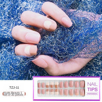 2021 NEW 30pcs Short Round Head False Nails Full Cover Artificial Acrylic Nail Tips Wearable Winter Cute Design Fake Nails