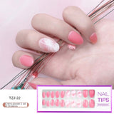 2021 NEW 30pcs Short Round Head False Nails Full Cover Artificial Acrylic Nail Tips Wearable Winter Cute Design Fake Nails