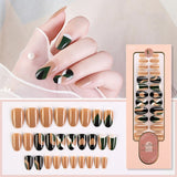 2021 NEW 30pcs Short Round Head False Nails Full Cover Artificial Acrylic Nail Tips Wearable Winter Cute Design Fake Nails