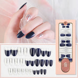 2021 NEW 30pcs Short Round Head False Nails Full Cover Artificial Acrylic Nail Tips Wearable Winter Cute Design Fake Nails