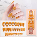 2021 NEW 30pcs Short Round Head False Nails Full Cover Artificial Acrylic Nail Tips Wearable Winter Cute Design Fake Nails