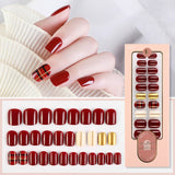 2021 NEW 30pcs Short Round Head False Nails Full Cover Artificial Acrylic Nail Tips Wearable Winter Cute Design Fake Nails