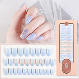 2021 NEW 30pcs Short Round Head False Nails Full Cover Artificial Acrylic Nail Tips Wearable Winter Cute Design Fake Nails