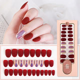 2021 NEW 30pcs Short Round Head False Nails Full Cover Artificial Acrylic Nail Tips Wearable Winter Cute Design Fake Nails