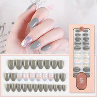 2021 NEW 30pcs Short Round Head False Nails Full Cover Artificial Acrylic Nail Tips Wearable Winter Cute Design Fake Nails