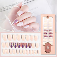 2021 NEW 30pcs Short Round Head False Nails Full Cover Artificial Acrylic Nail Tips Wearable Winter Cute Design Fake Nails