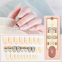 2021 NEW 30pcs Short Round Head False Nails Full Cover Artificial Acrylic Nail Tips Wearable Winter Cute Design Fake Nails