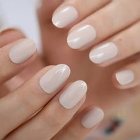 Detachable False Press On Nail Gradient Color Oval French Fake Nails Tipsy White Pink Nail Art With Designs