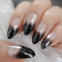 Studio 24 Artificial Nails Black Square Medium Fake Nail Art Tips gel Rose Gold Glitter Decoration Shimmer Acrylic Nail