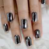 Studio 24 Artificial Nails Black Square Medium Fake Nail Art Tips gel Rose Gold Glitter Decoration Shimmer Acrylic Nail