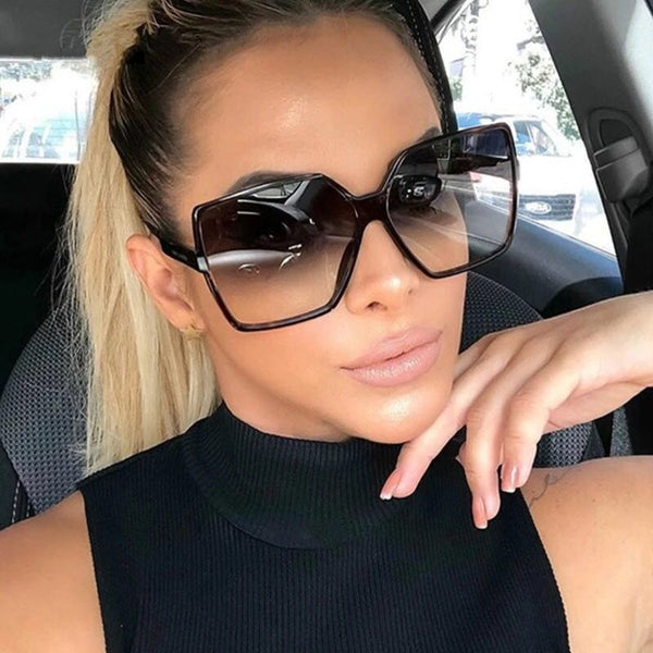 Oversized Square Sunglasses Women 2021 New fashion Trendy Vintage Brown Gradient Black Luxury Brand Ladies Eyewear UV400 Oculos