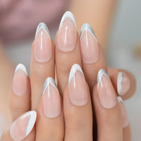 Cute Shape Fake Nails With Designs Short  Artificial Stiletto Almond Press On Nails Manicure Rainbow False Nail Tips