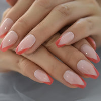 Cute Shape Fake Nails With Designs Short  Artificial Stiletto Almond Press On Nails Manicure Rainbow False Nail Tips