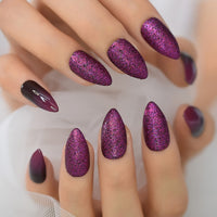 Cute Shape Fake Nails With Designs Short  Artificial Stiletto Almond Press On Nails Manicure Rainbow False Nail Tips