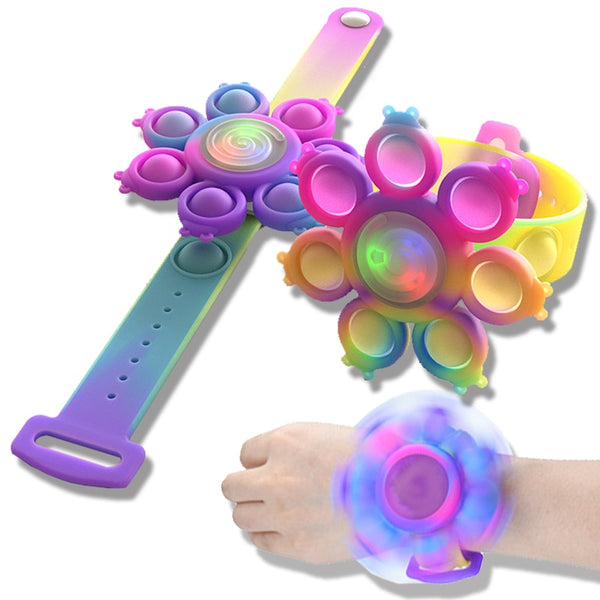 Spinning top Popping Fidget Toys Its Anti stress Wristband Whirl Light Silicagel Bracelet Kawaii Push Bubble Kids Gifts