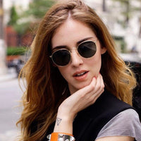 Gold Metal Frame Sunglasses Women Mirror Round Sun Glasses Coating Reflective Retro Sun Glasses Brand Designer Trend Eyewear